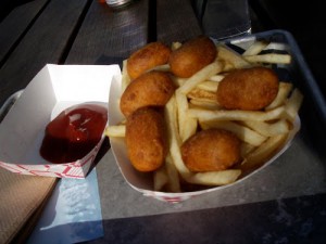 school lunch corn dogs