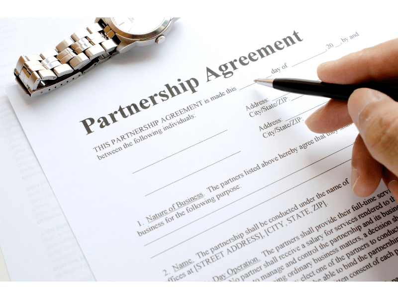 Partnership Agreement Being Filled Out