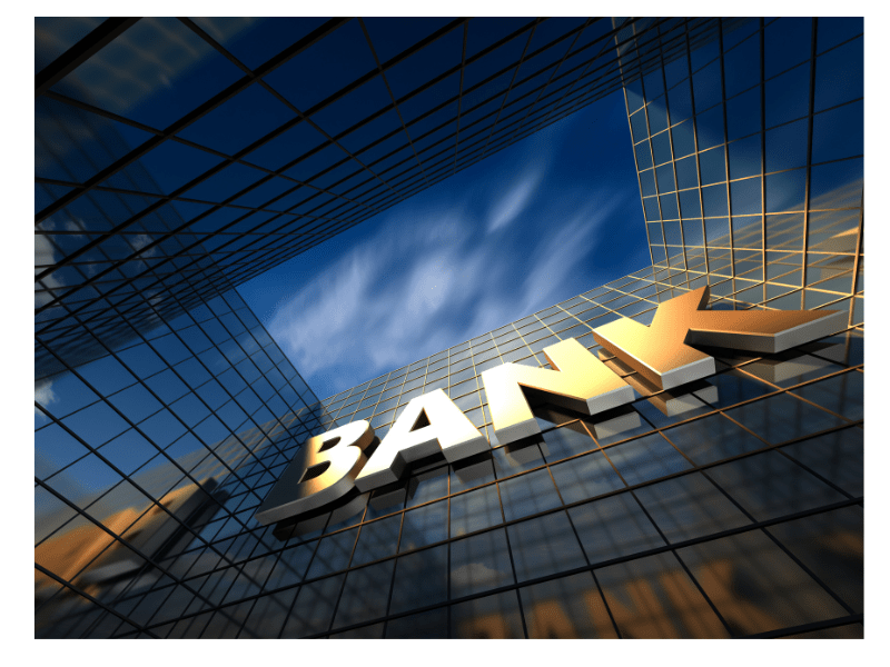 Bank Building with Glass Windows