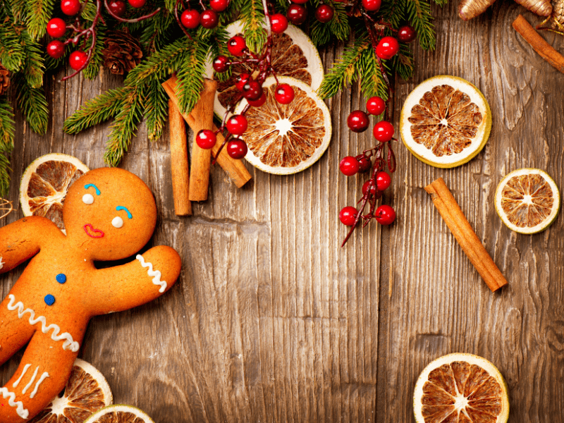 Counter with Christmas Decorations
