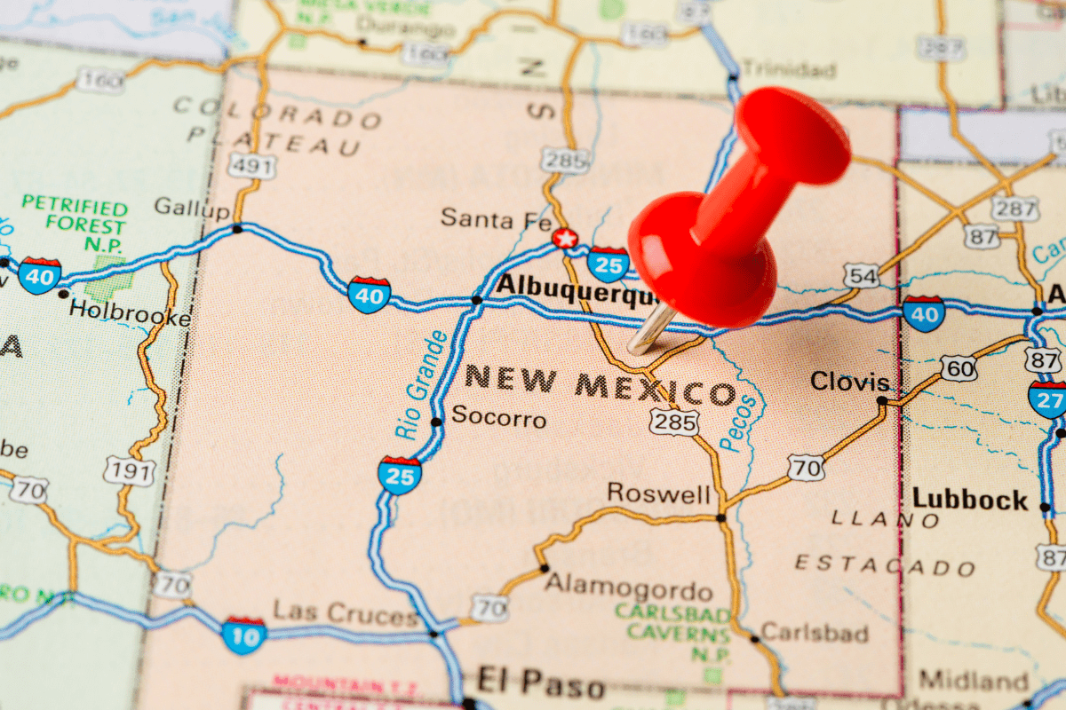 Map Pinpointing New Mexico