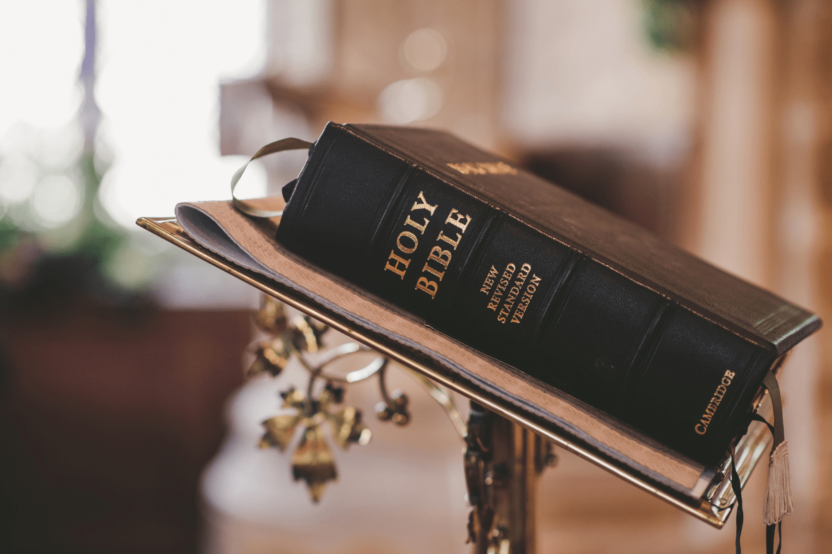 Bible On A Podium In Church