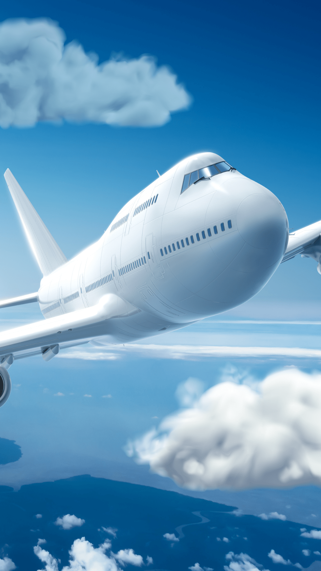 Airplane flying in the sky.